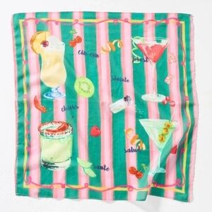 Anthropologie Vismaya Summer Edit Cotton Square Scarf Cocktails NWT